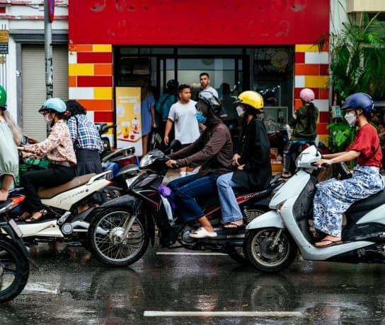 Riding bikes in the city