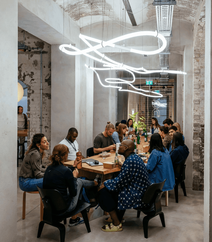 Team working round a table