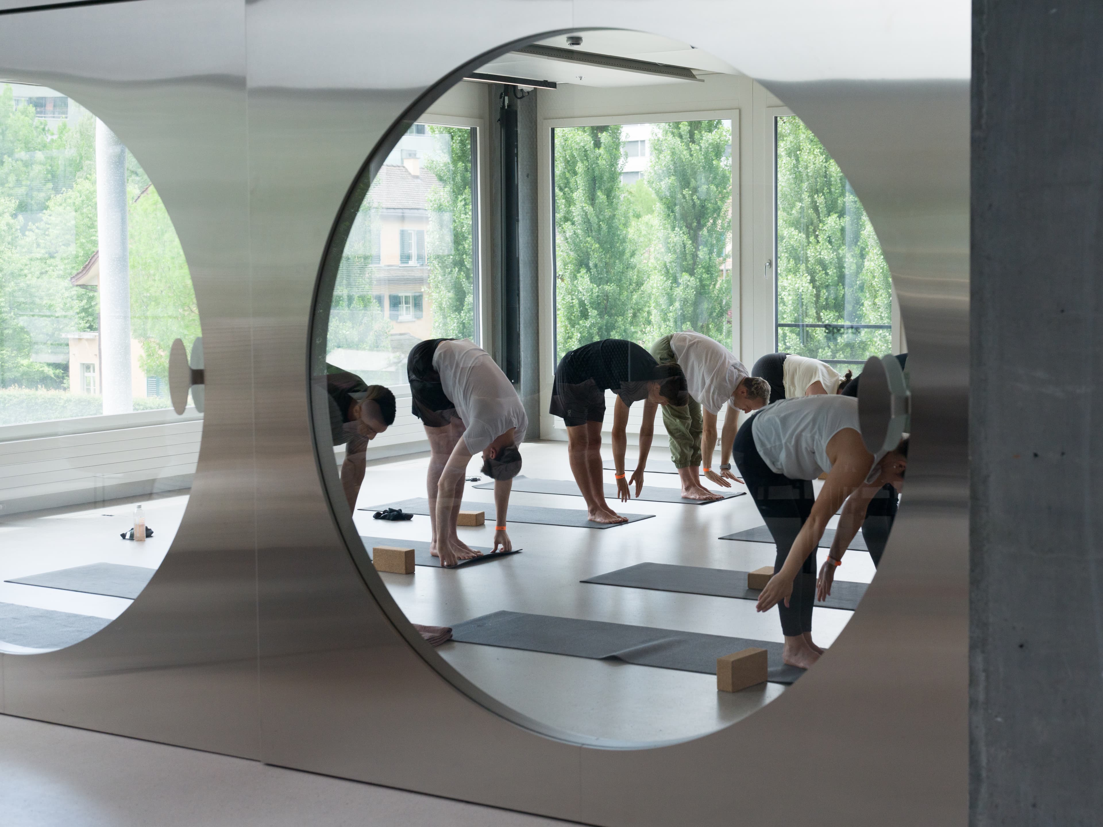 People do yoga