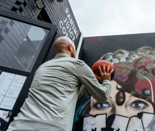 Playing basketball in Melbourne