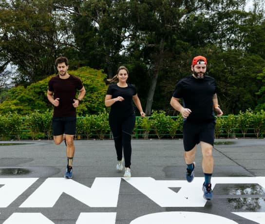 People take part in a race