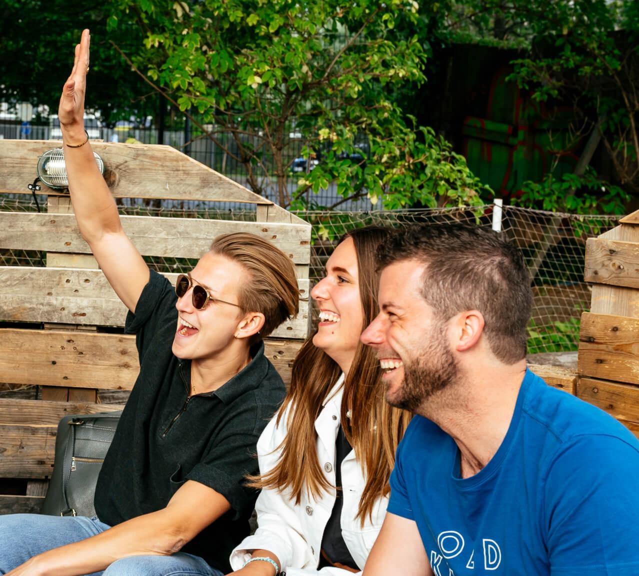 Friendly colleagues outside