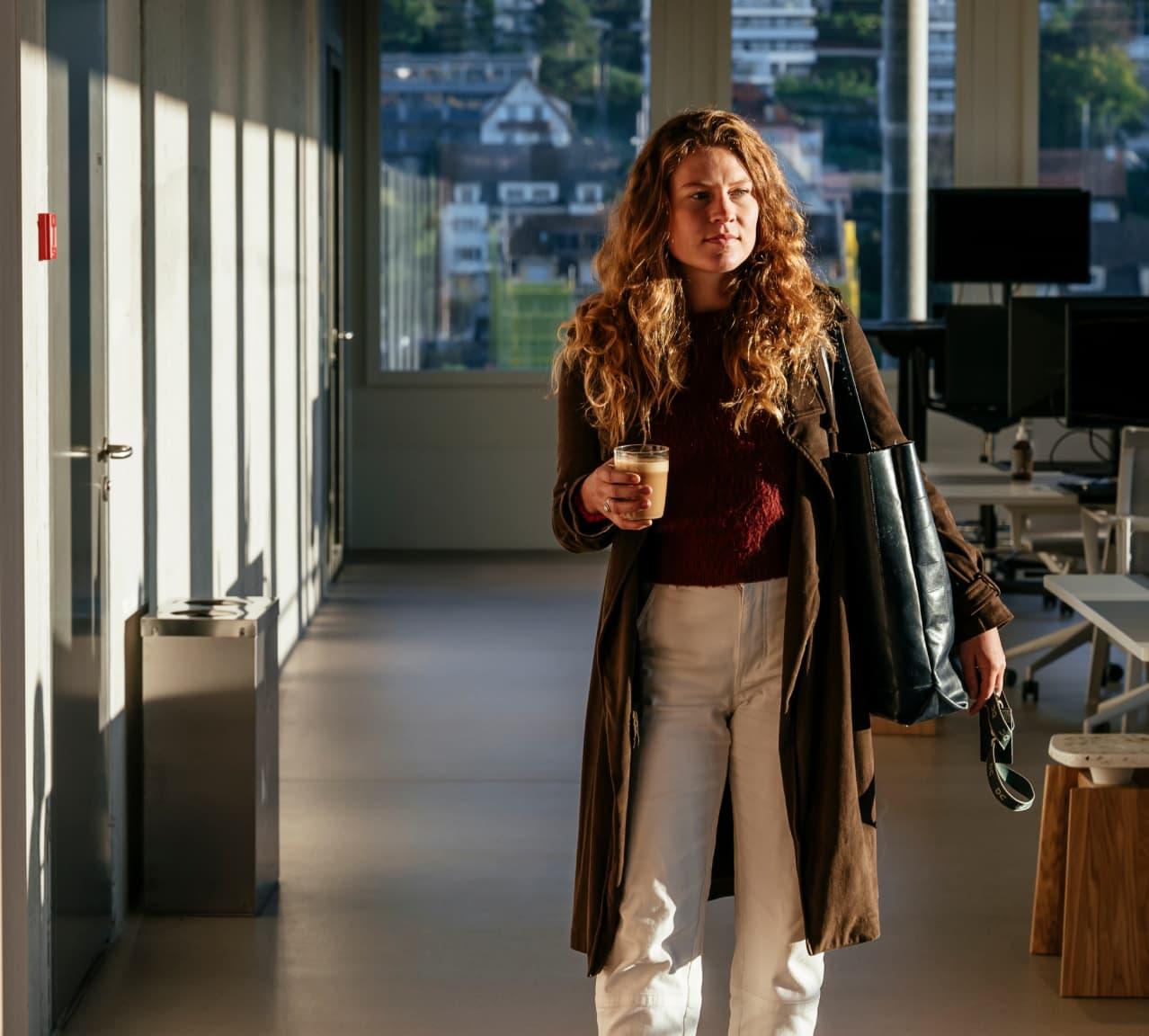 Woman enjoys her coffee