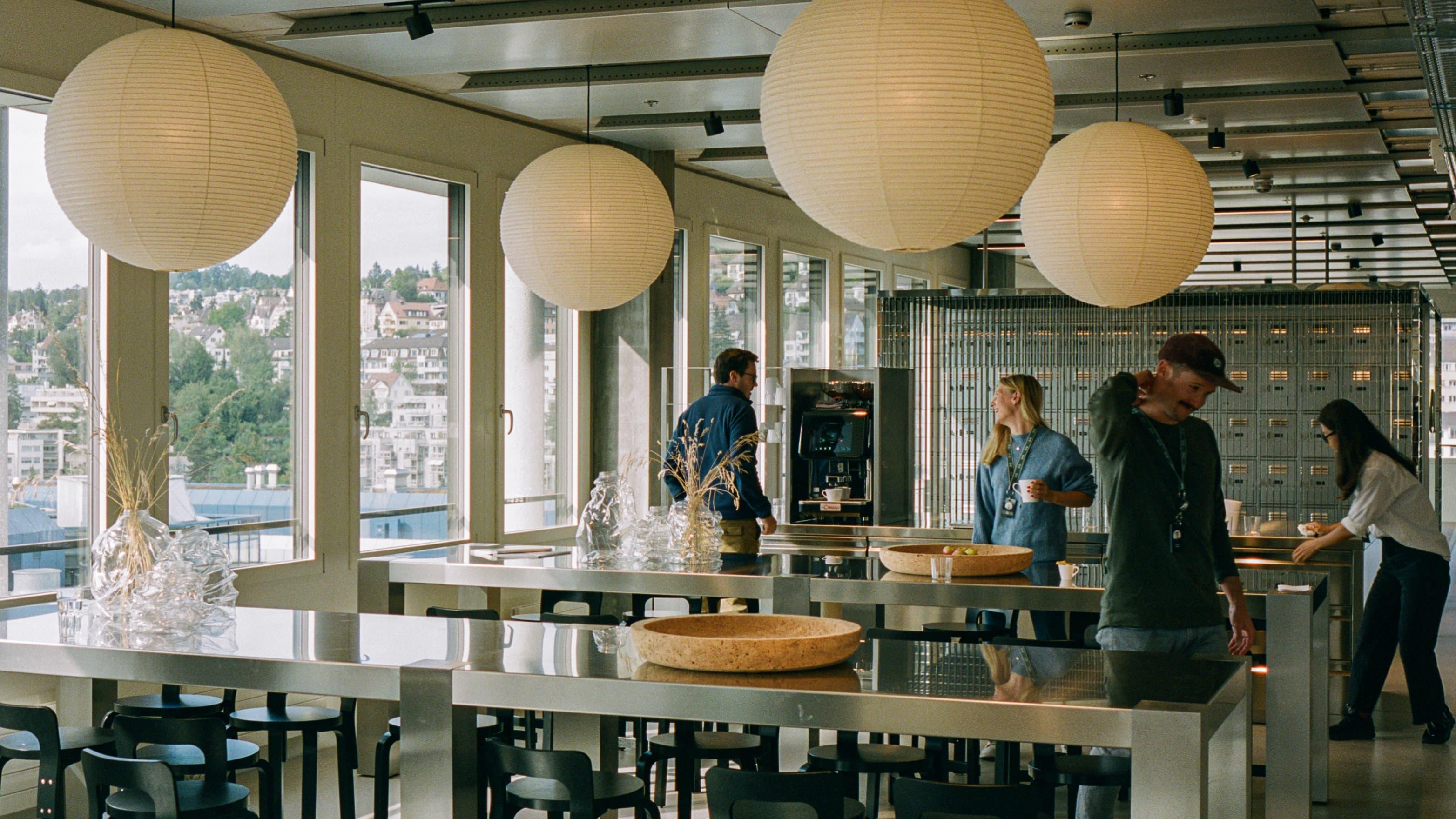 People spend time in kitchen