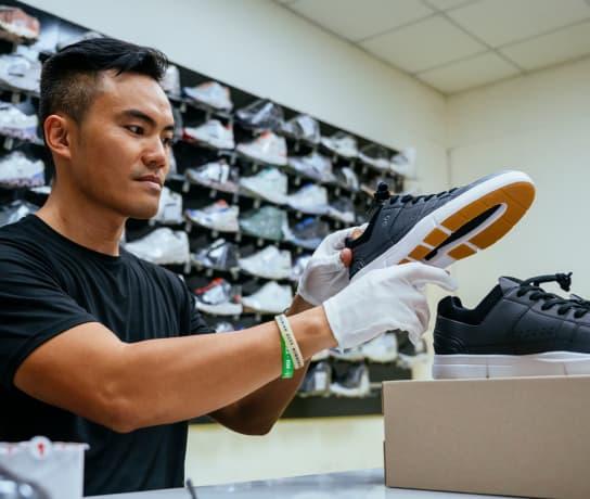 A man working on a shoe