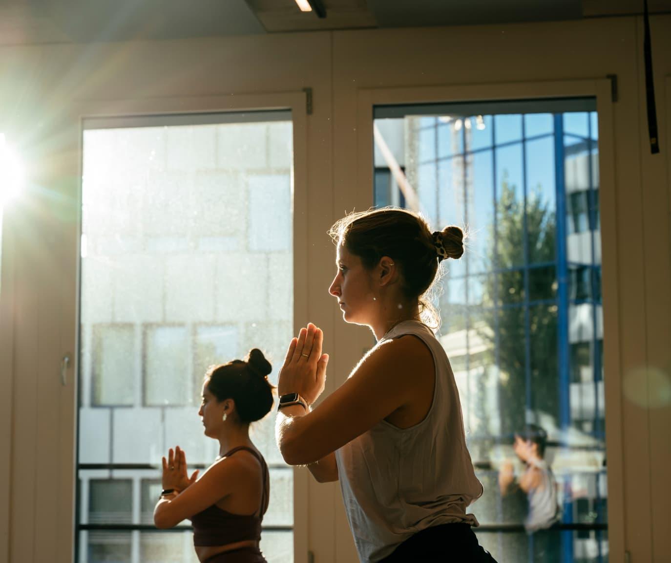 Two woman during a yoga session