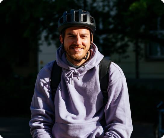 On running cyclist smiles